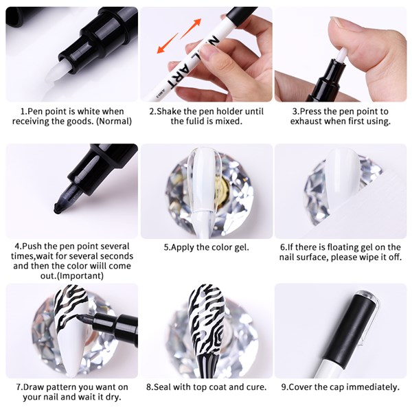 Nail Art çizim kalemi SILVER (53542-4) - detay görseli 3