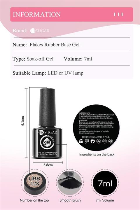 Kalıcı oje Flakes Rubber Base 7 ml URB127